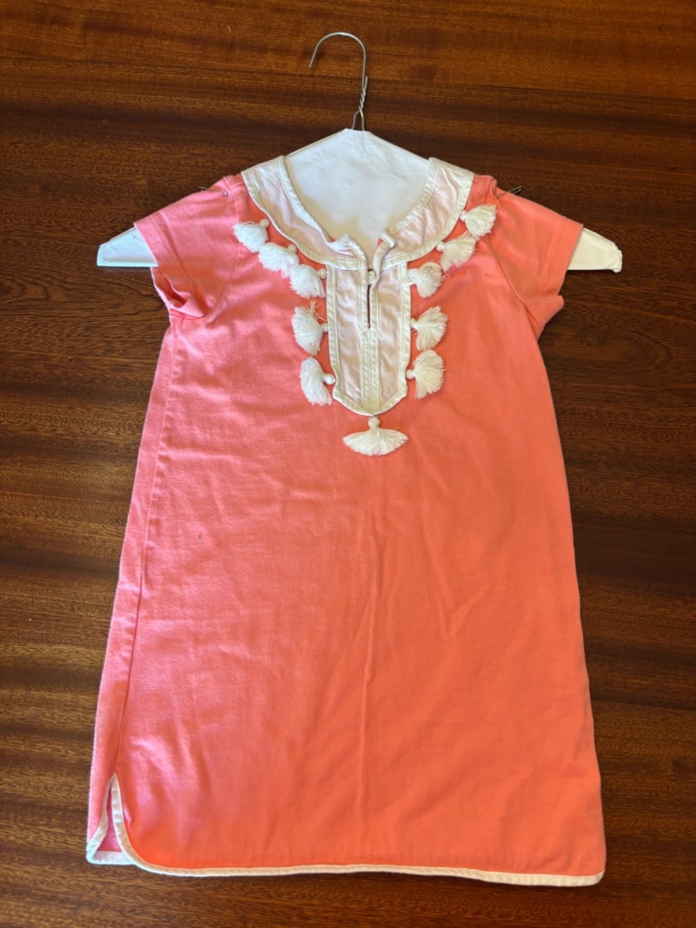 Crewcuts Coral Swim Coverup with White Tassel Trim